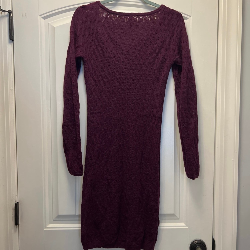 Free People Women’s Long Sleeve V-Neck Pullover Soft Sweater Dress Size M Purple - Picture 5 of 5